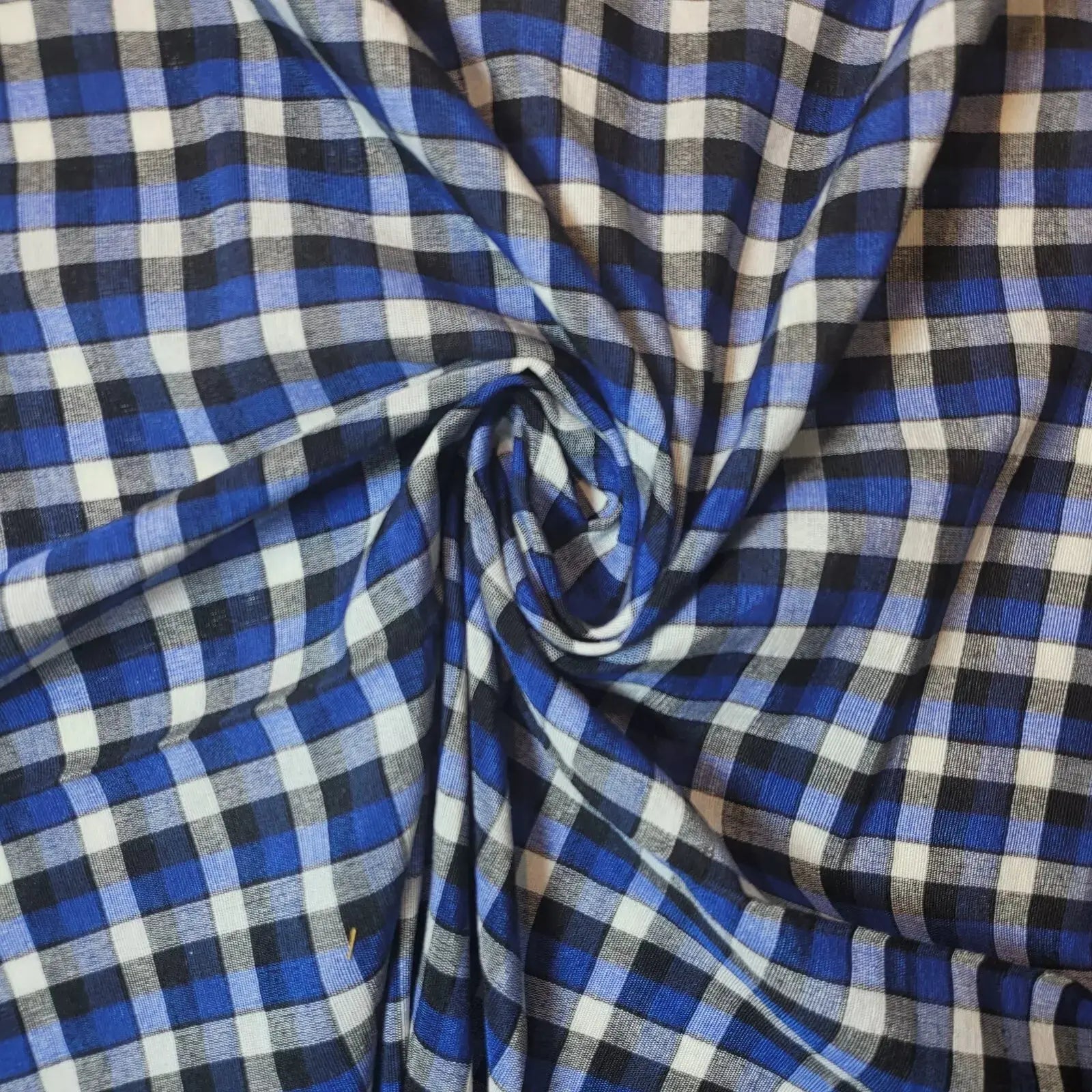 100% Cotton Gingham Woven Fabric | 1/8" Plaid Check 36" (91cm) Wide Dressmaking, Craft & Quilting Material – Sold by the Meter  Blue White Black