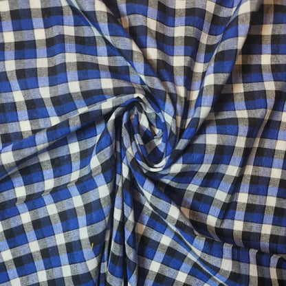 100% Cotton Gingham Woven Fabric | 1/8" Plaid Check 36" (91cm) Wide Dressmaking, Craft & Quilting Material – Sold by the Meter  Blue White Black