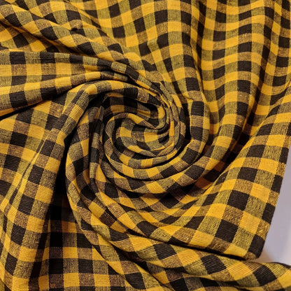 100% Cotton Gingham 1/8" Check Plaid Fabric | Parna Patka Dastaar Cloth for Sewing & Crafts – 23 Meter Roll  Yellow Black