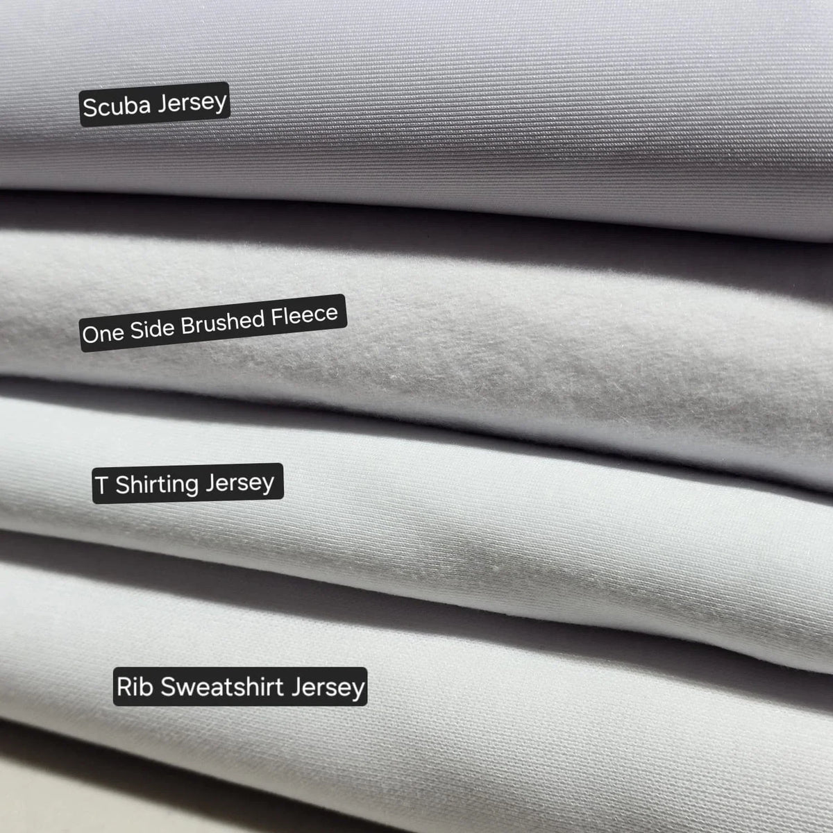 White 100% Knitted Jersey Stretch Interlock Scuba Rib Fleece Fabric Material 58" Wide Sold By The Meter