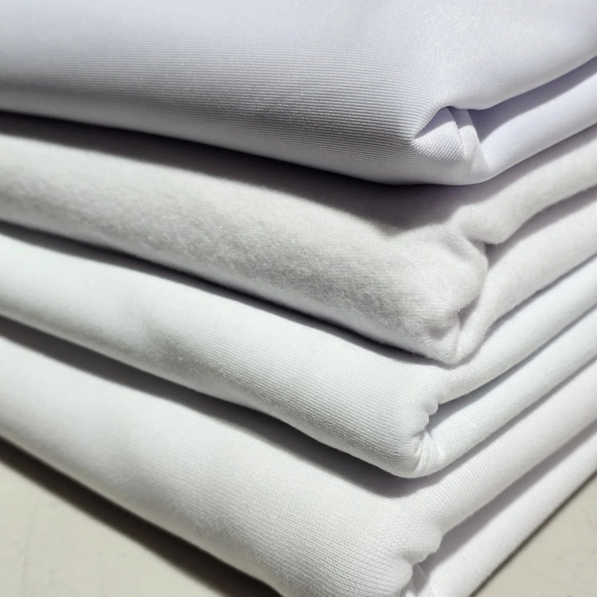 White 100% Knitted Jersey Stretch Interlock Scuba Rib Fleece Fabric Material 58" Wide Sold By The Meter