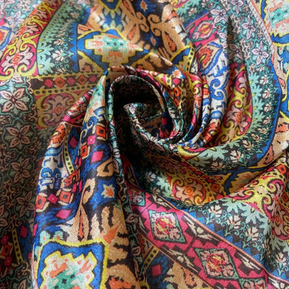 Polyester Faux Raw Silk Fabric – Digital Print 112cm (44") Wide Floral & Abstract Dress Material by the Metre