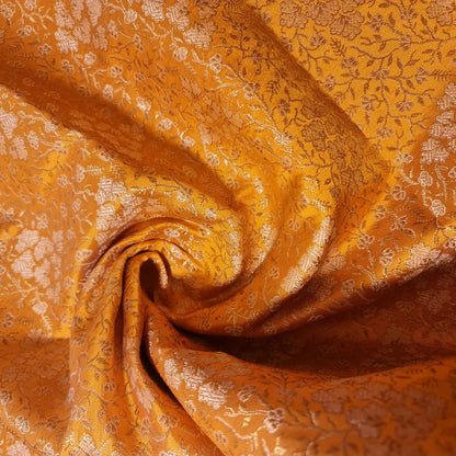 Ornamental Floral Pastels Indian Brocade Fabric | Gold Metallic Design 44" (112cm) Wide Dress, Craft & Décor Material – Sold by the Meter  Mustard