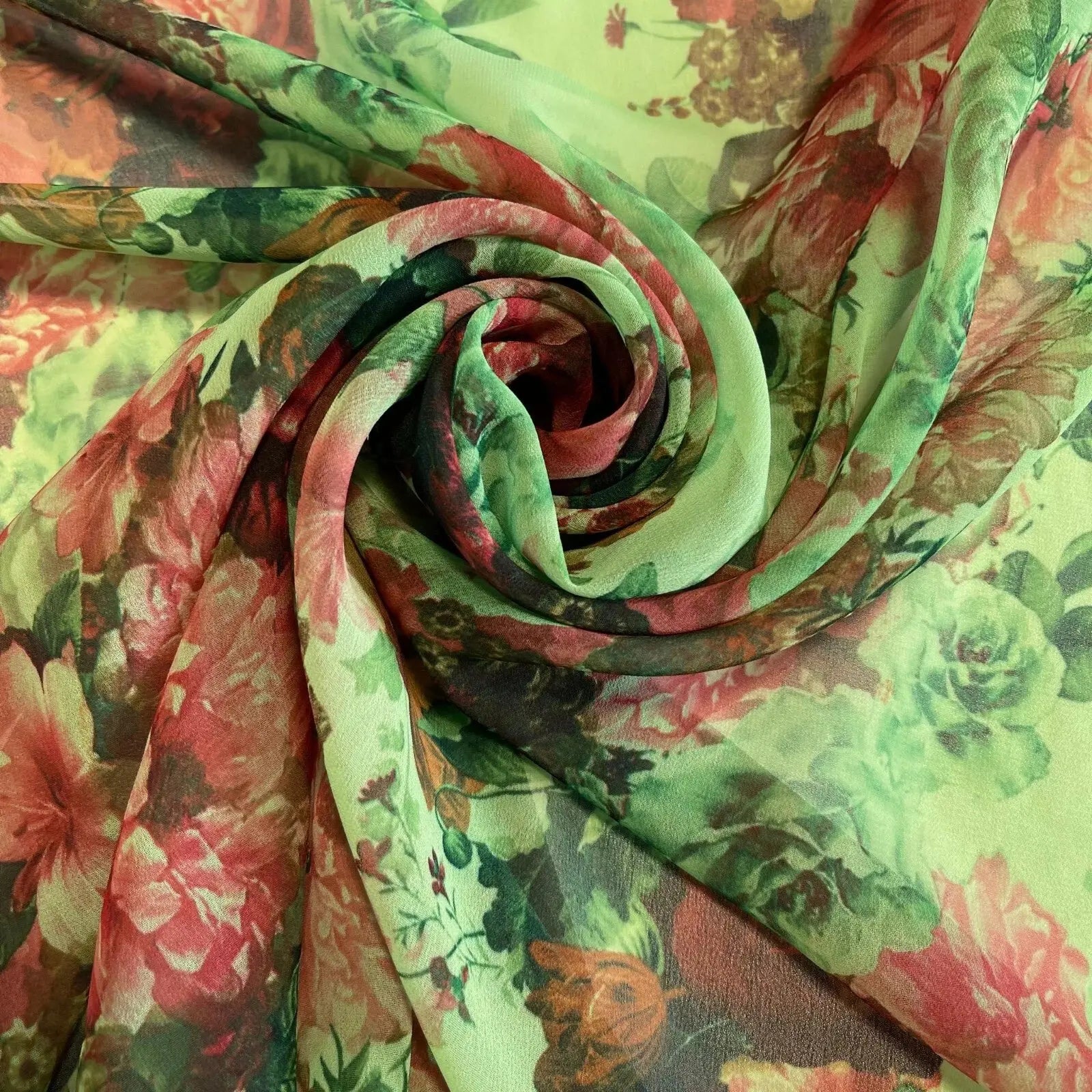 Floral Printed Polyester Georgette & Sheer Chiffon Fabric | 44