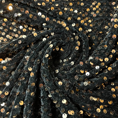 Sequin Velvet Embroidered Stretch Fabric | 58" (147cm) Wide Velour Dress, Craft & Drape Material – Sold by the Metre