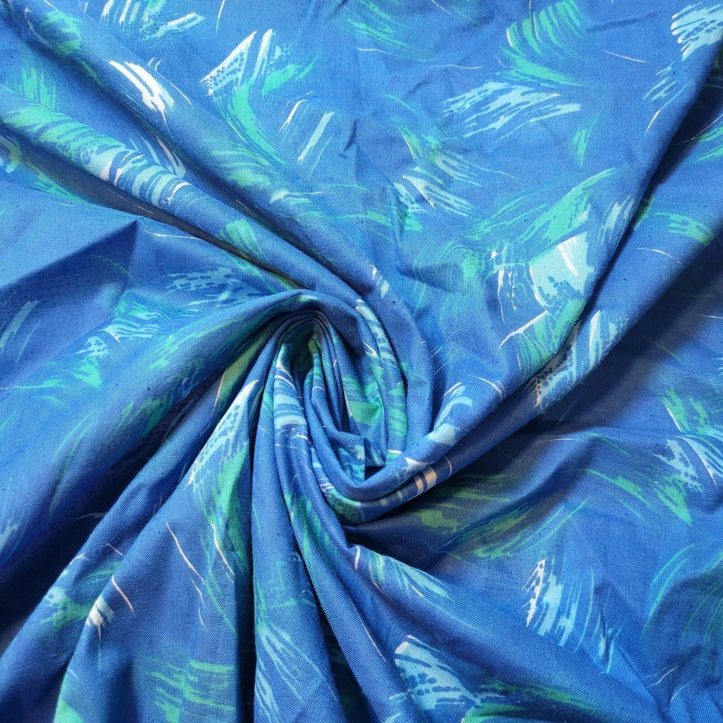 100% Cotton Vintage Floral Fabric | 44" (112cm) Wide Novelty Print for Dressmaking, Quilting & Craft Material – Sold by the Metre  Blue Brush Stroke