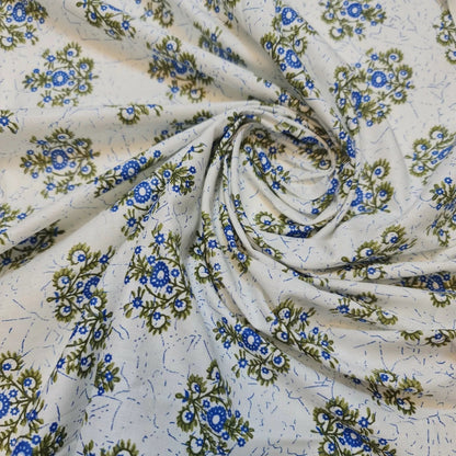100% Cotton Printed Fabric | Leopard, Ditsy, Vintage, Polka & Rose Floral Designs – 44" (112cm) Wide Soft Dressmaking & Craft Material – Sold by the Metre  Vintage Blue Medallion