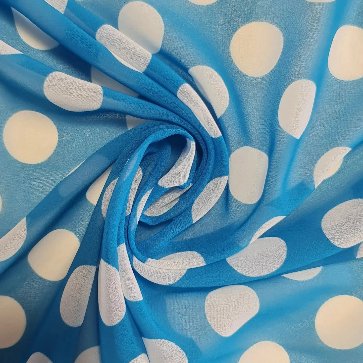 Polka Printed Fabric | 58" (147cm) Wide Georgette, Chiffon & Crepe Dressmaking Material – Sold by the Metre
