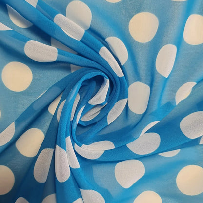 Polka Printed Fabric | 58" (147cm) Wide Georgette, Chiffon & Crepe Dressmaking Material – Sold by the Metre