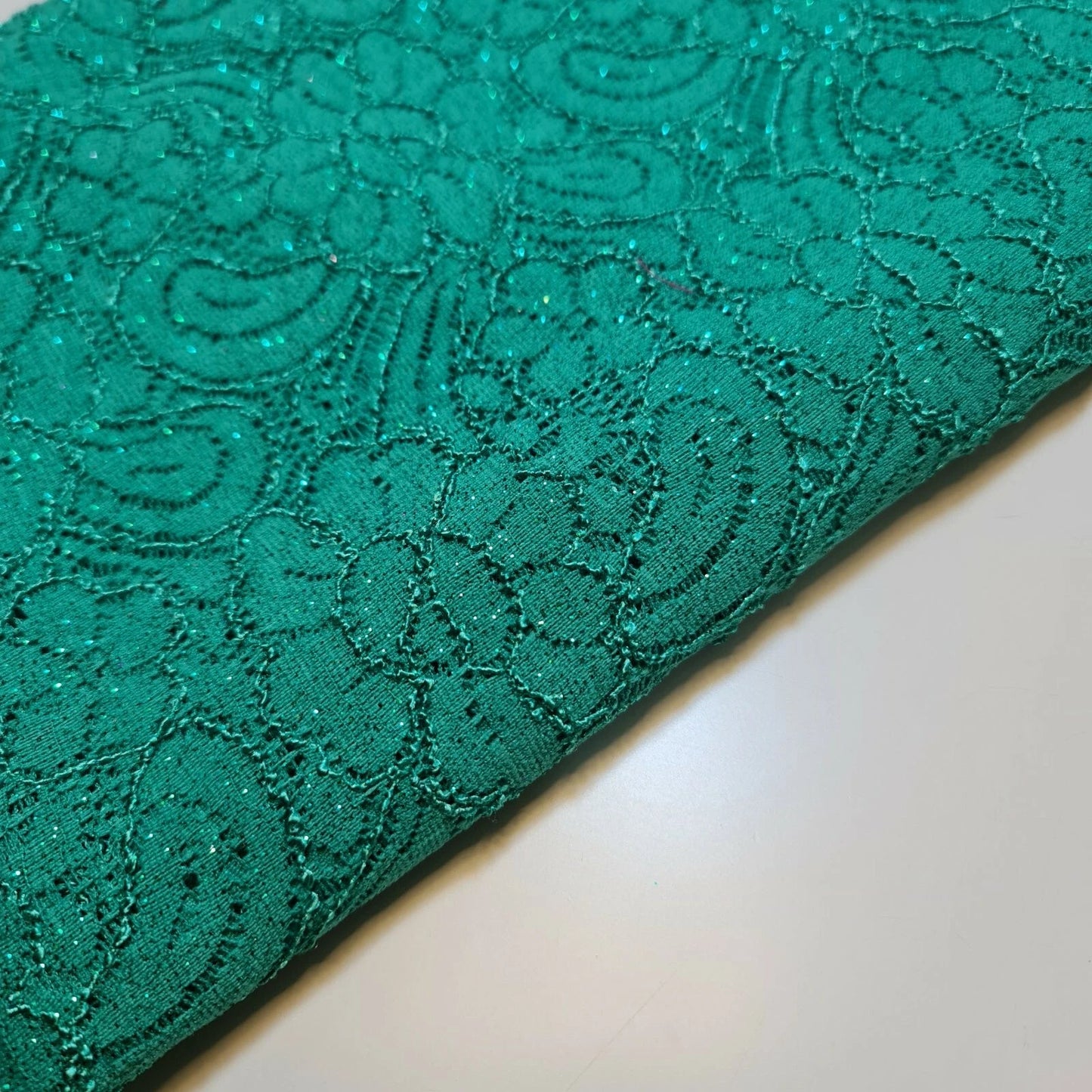 Cord Lace Crochet Fabric | 58" (147cm) Wide Floral Glitter Embroidery Bridal, Dressmaking & Craft Material – Sold by the Metre