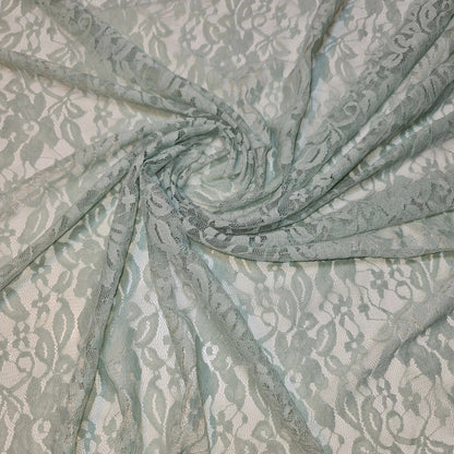 Floral Bridal Lace Fabric | 58" (147cm) Wide Polyester Mesh & Elastane Blend Dressmaking Material – Sold by the Metre