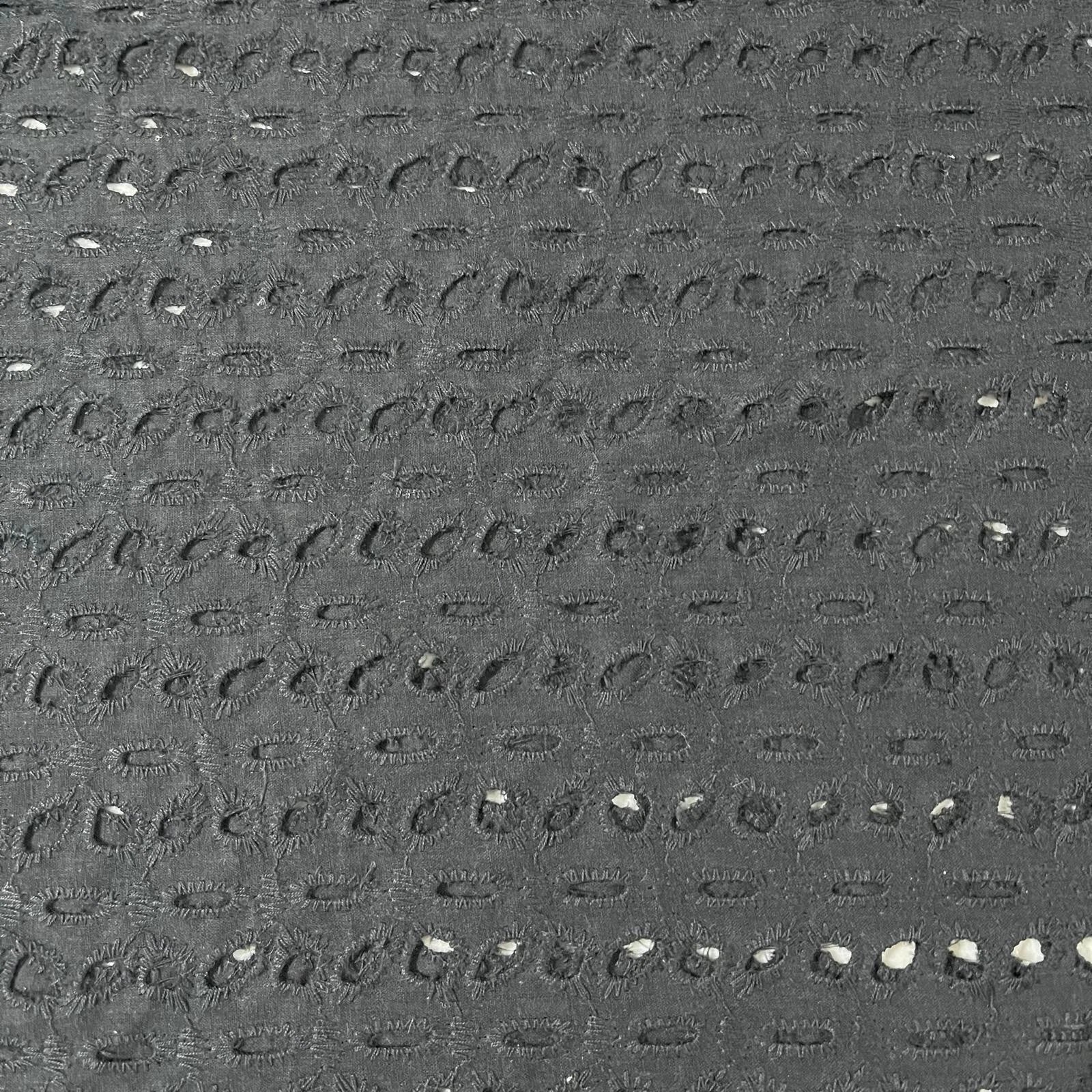 Cotton Floral Embroidery Fabric | Broderie Anglaise Lace 44" (112cm) Wide Dressmaking & Craft Material – Sold by the Metre  Black #3