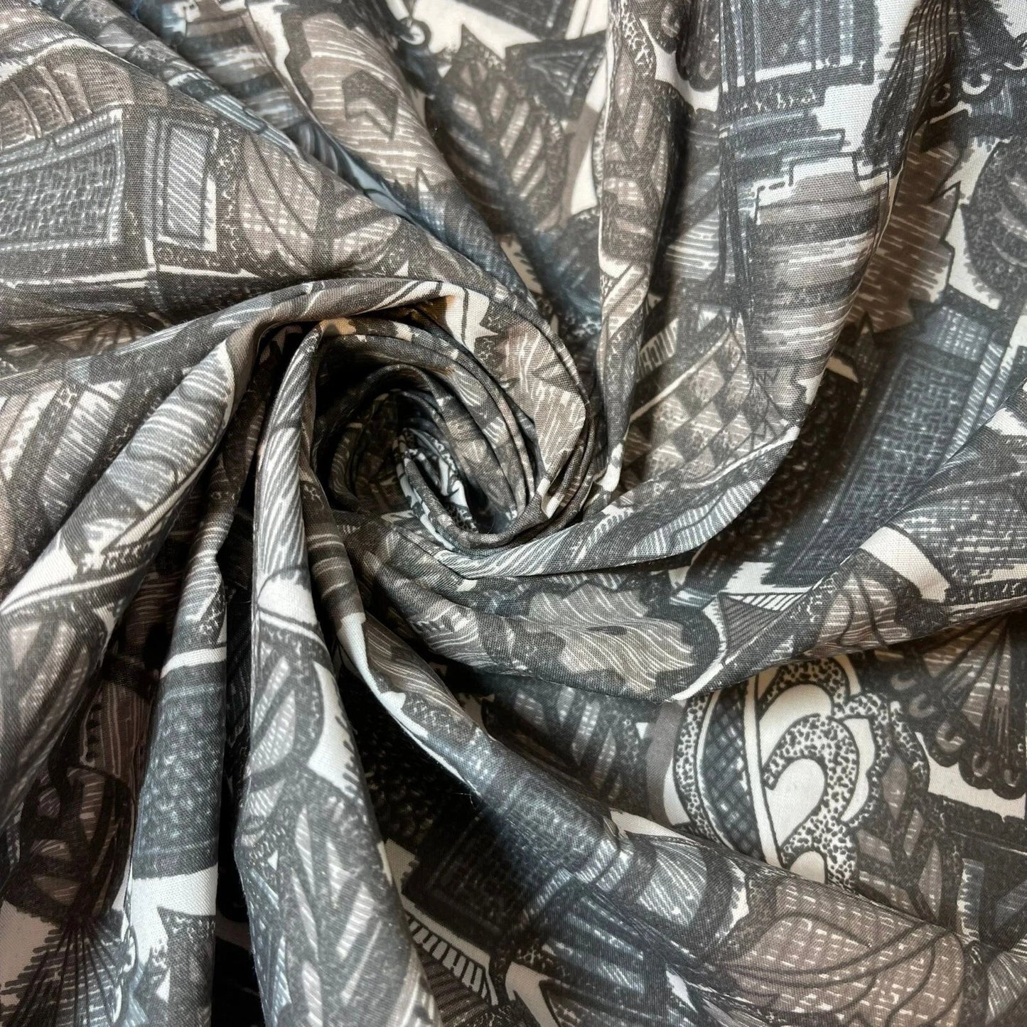 100% Cotton Vintage Floral Fabric | 44" (112cm) Wide Novelty Print for Dressmaking, Quilting & Craft Material – Sold by the Metre  Grey Vintage Floral