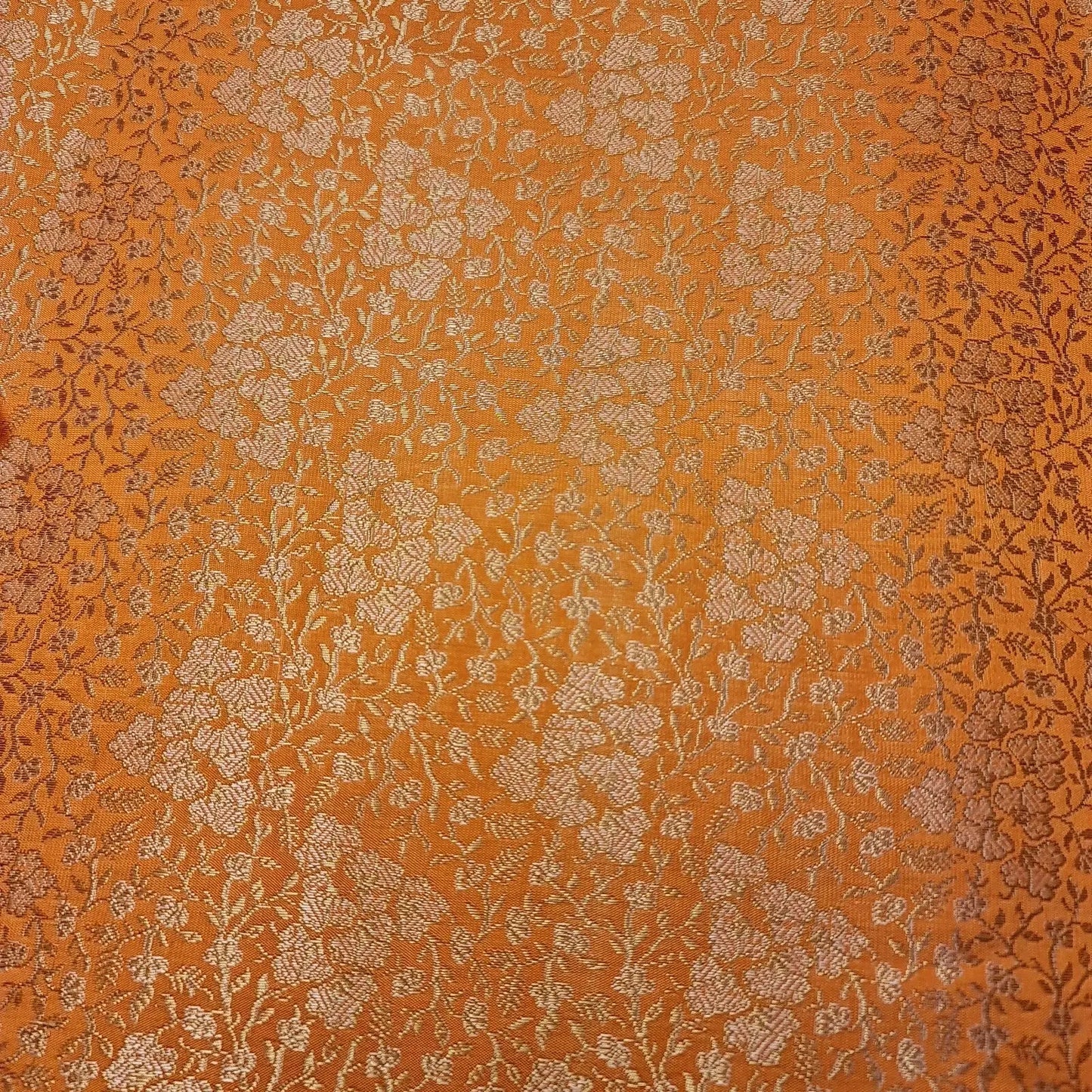 Ornamental Floral Pastels Indian Brocade Fabric | Gold Metallic Design 44" (112cm) Wide Dress, Craft & Décor Material – Sold by the Meter