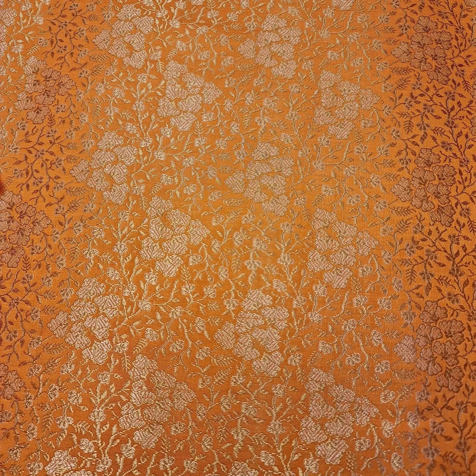 Ornamental Floral Pastels Indian Brocade Fabric | Gold Metallic Design 44" (112cm) Wide Dress, Craft & Décor Material – Sold by the Meter