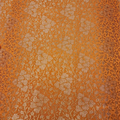 Ornamental Floral Pastels Indian Brocade Fabric | Gold Metallic Design 44" (112cm) Wide Dress, Craft & Décor Material – Sold by the Meter