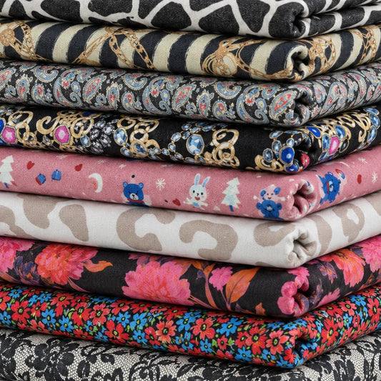 Printed Jersey Fabric 58" Wide Soft Stretch Dressmaking Fabric Sold By The Metre