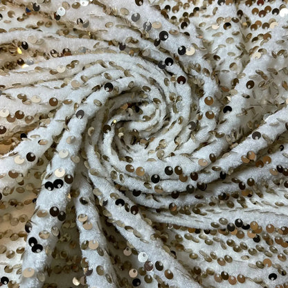 Sequin Velvet Embroidered Stretch Fabric | 58" (147cm) Wide Velour Dress, Craft & Drape Material – Sold by the Metre