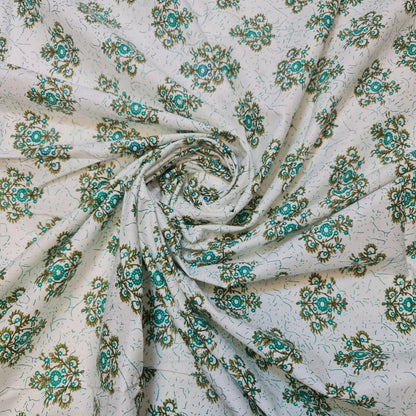 100% Cotton Printed Fabric | Leopard, Ditsy, Vintage, Polka & Rose Floral Designs – 44" (112cm) Wide Soft Dressmaking & Craft Material – Sold by the Metre  Vintage Teal Medallion