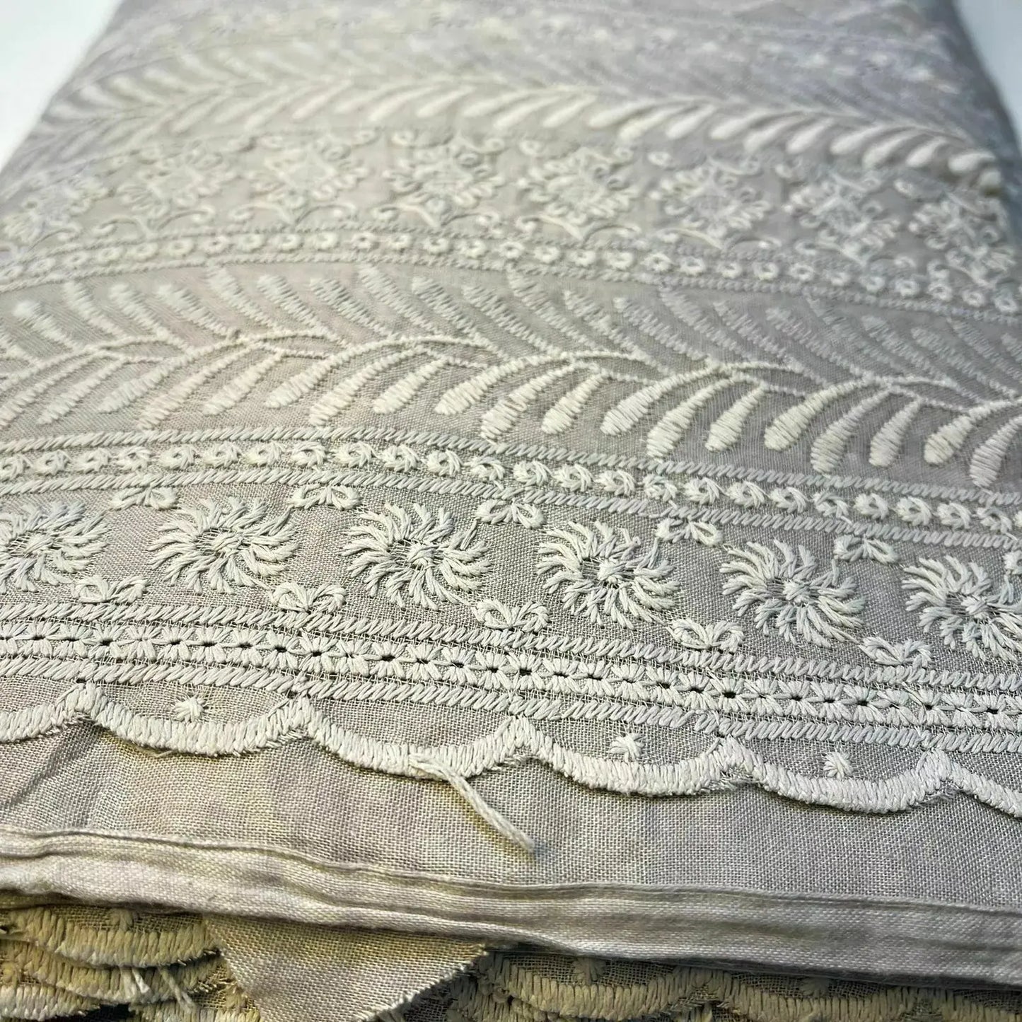 100% Cotton Lawn Broderie Anglaise Schiffli Embroidery Fabric | 44" (112cm) Wide Soft Dressmaking & Craft Material – Sold by the Meter