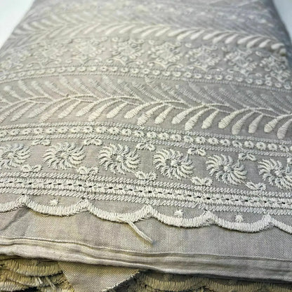 100% Cotton Lawn Broderie Anglaise Schiffli Embroidery Fabric | 44" (112cm) Wide Soft Dressmaking & Craft Material – Sold by the Meter