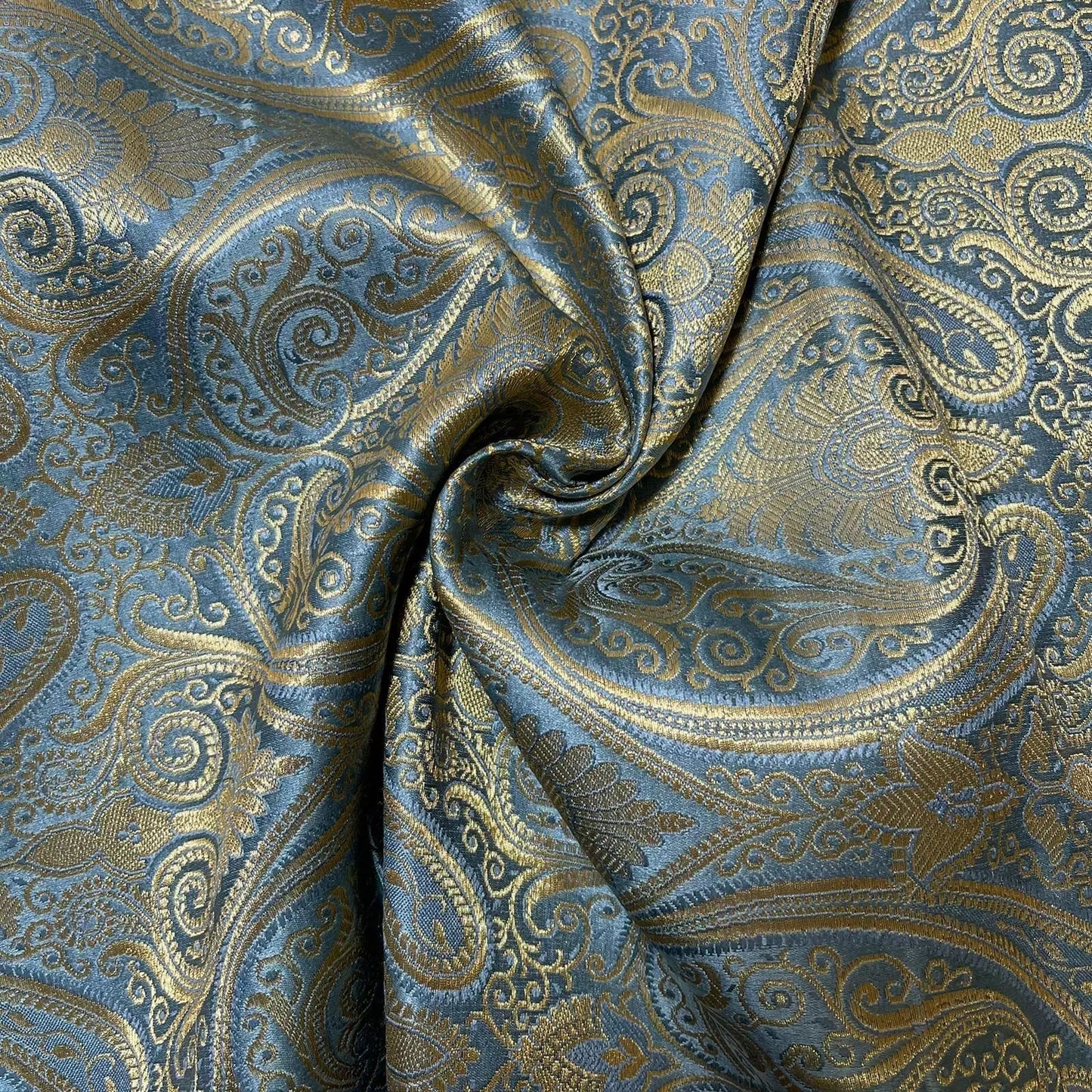 Ornamental Paisley Indian Banarasi Brocade Fabric | 44" (112cm) Wide Luxurious Decorative Jacquard Material – Sold by the Metre