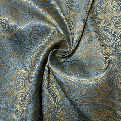 Ornamental Paisley Indian Banarasi Brocade Fabric | 44" (112cm) Wide Luxurious Decorative Jacquard Material – Sold by the Metre
