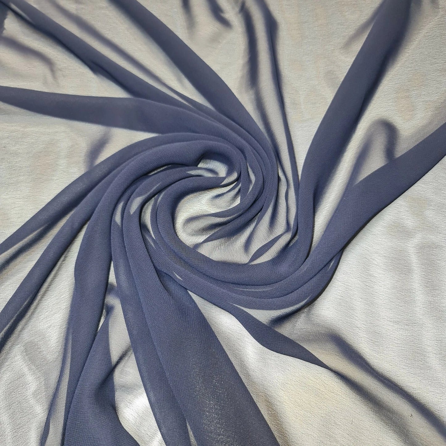 Chiffon Sheer Plain Soft Polyester Fabric – 44" Wide for Wedding, Dress & Craft – 30m Bolt/Roll  Dark Navy (S)