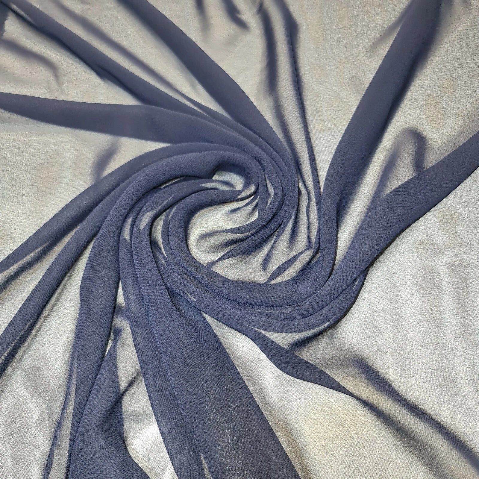 Chiffon Sheer Plain Soft Polyester Fabric – 44" Wide for Wedding, Dress & Craft – 30m Bolt/Roll  Dark Navy (S)