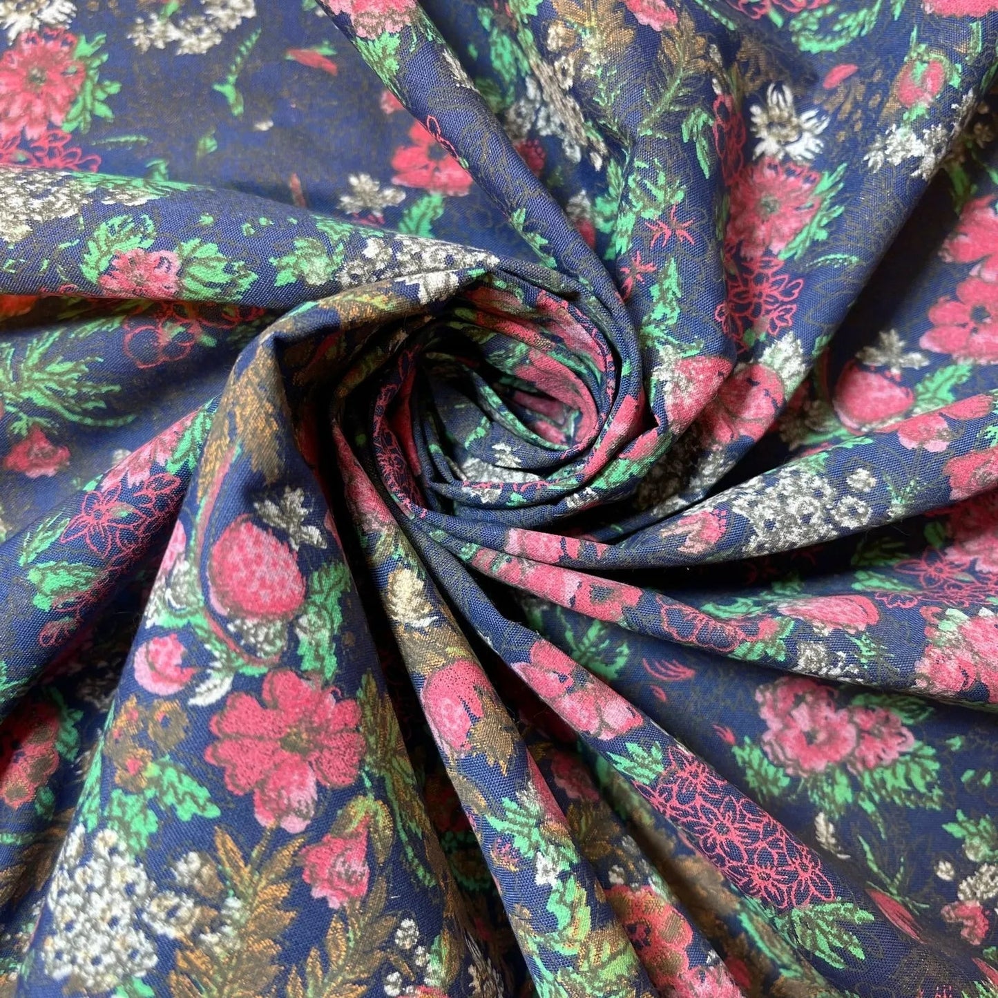 100% Cotton Vintage Floral Fabric | 44" (112cm) Wide Novelty Print for Dressmaking, Quilting & Craft Material – Sold by the Metre  Blue Multi Forest