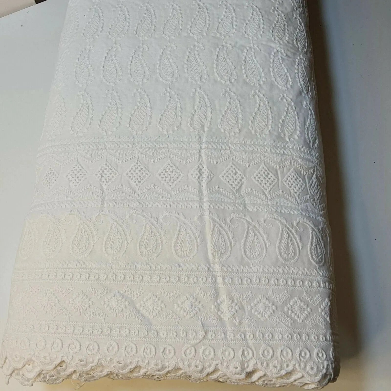 100% Cotton Lawn Broderie Anglaise Schiffli Embroidery Fabric | 44" (112cm) Wide Soft Dressmaking & Craft Material – Sold by the Meter