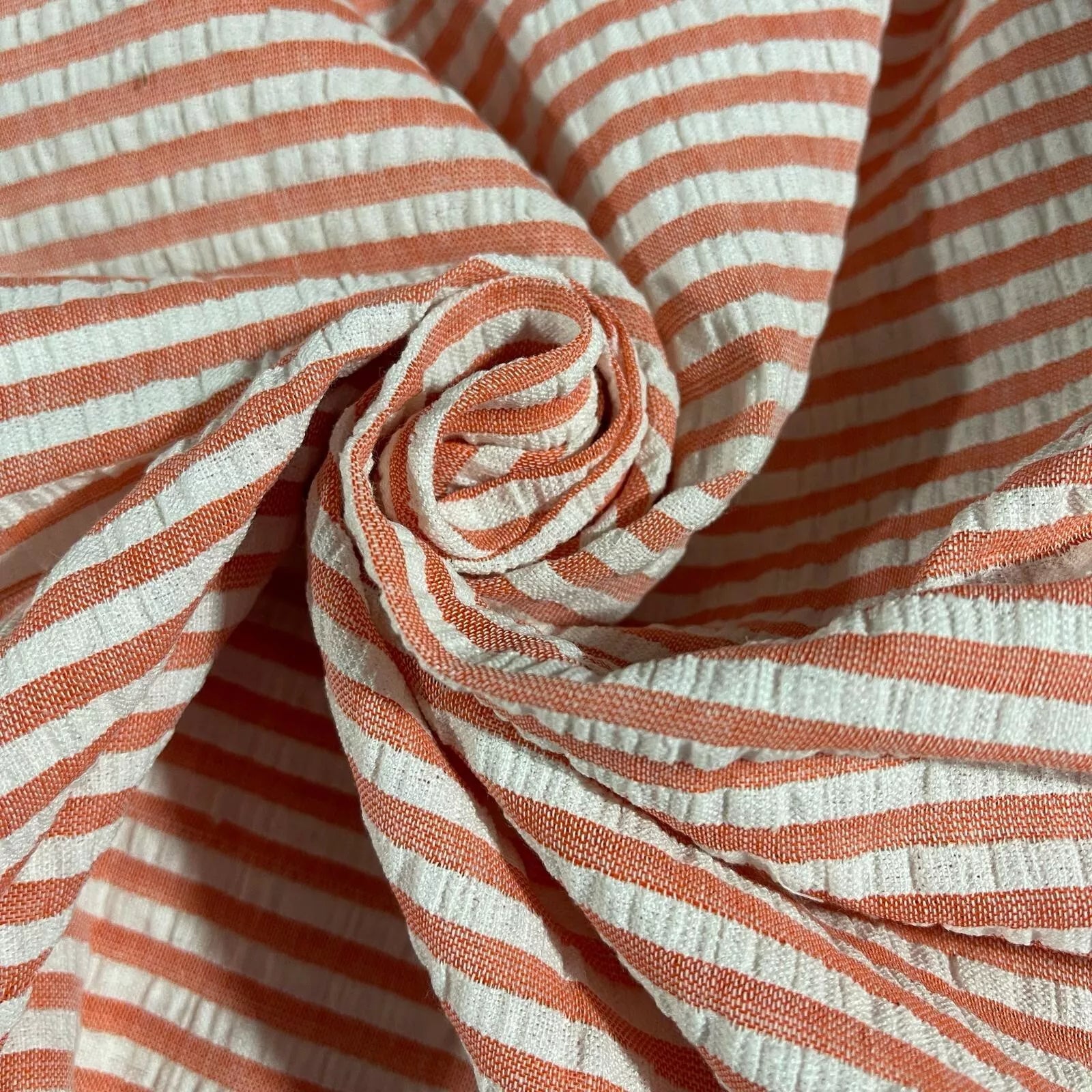 100% Cotton Seersucker Crush Stripe Fabric | 44