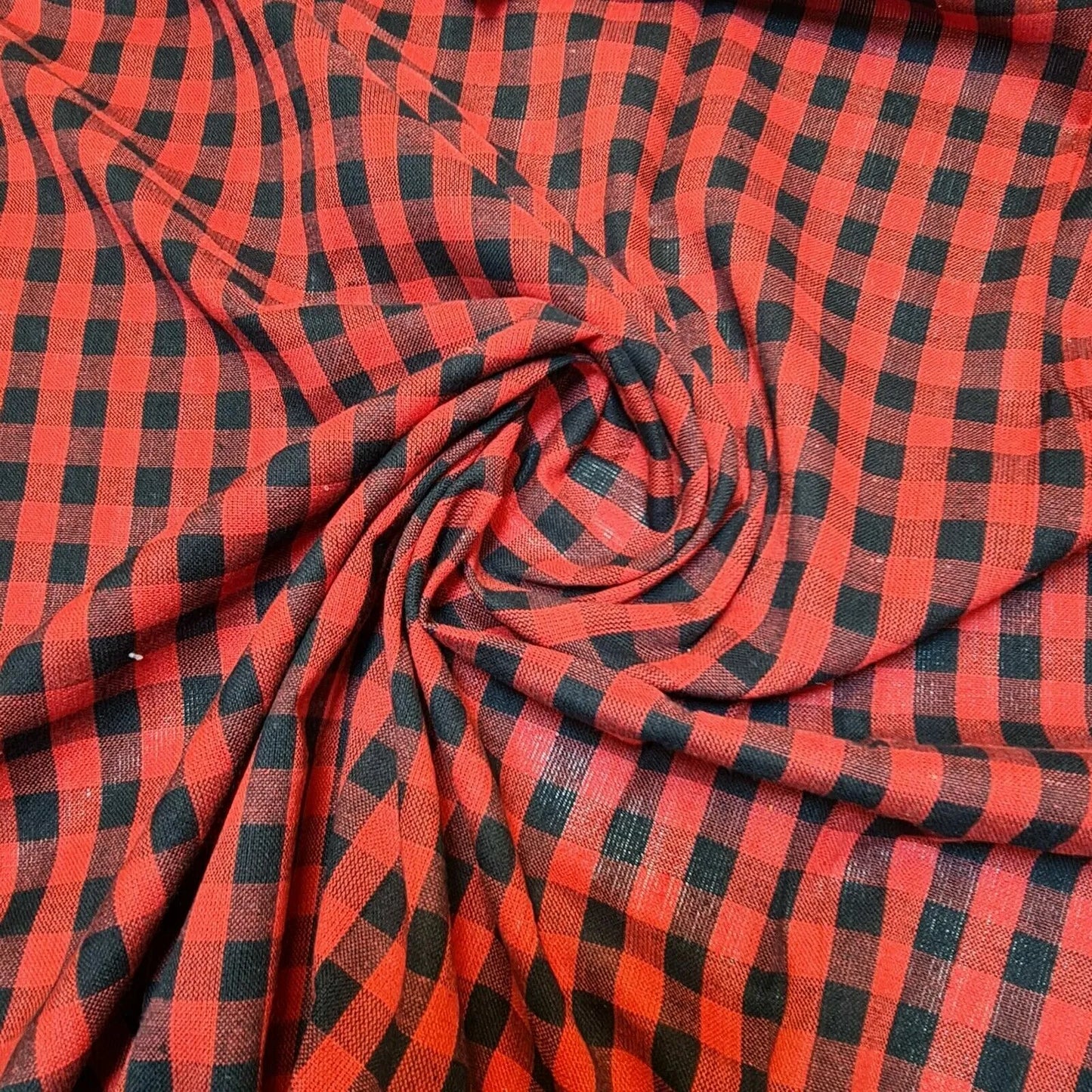100% Cotton Gingham Check Plaid Fabric – 44" Wide, 1/4" Checks, High-Quality 23-Meter Bolt for Sewing & Crafts
