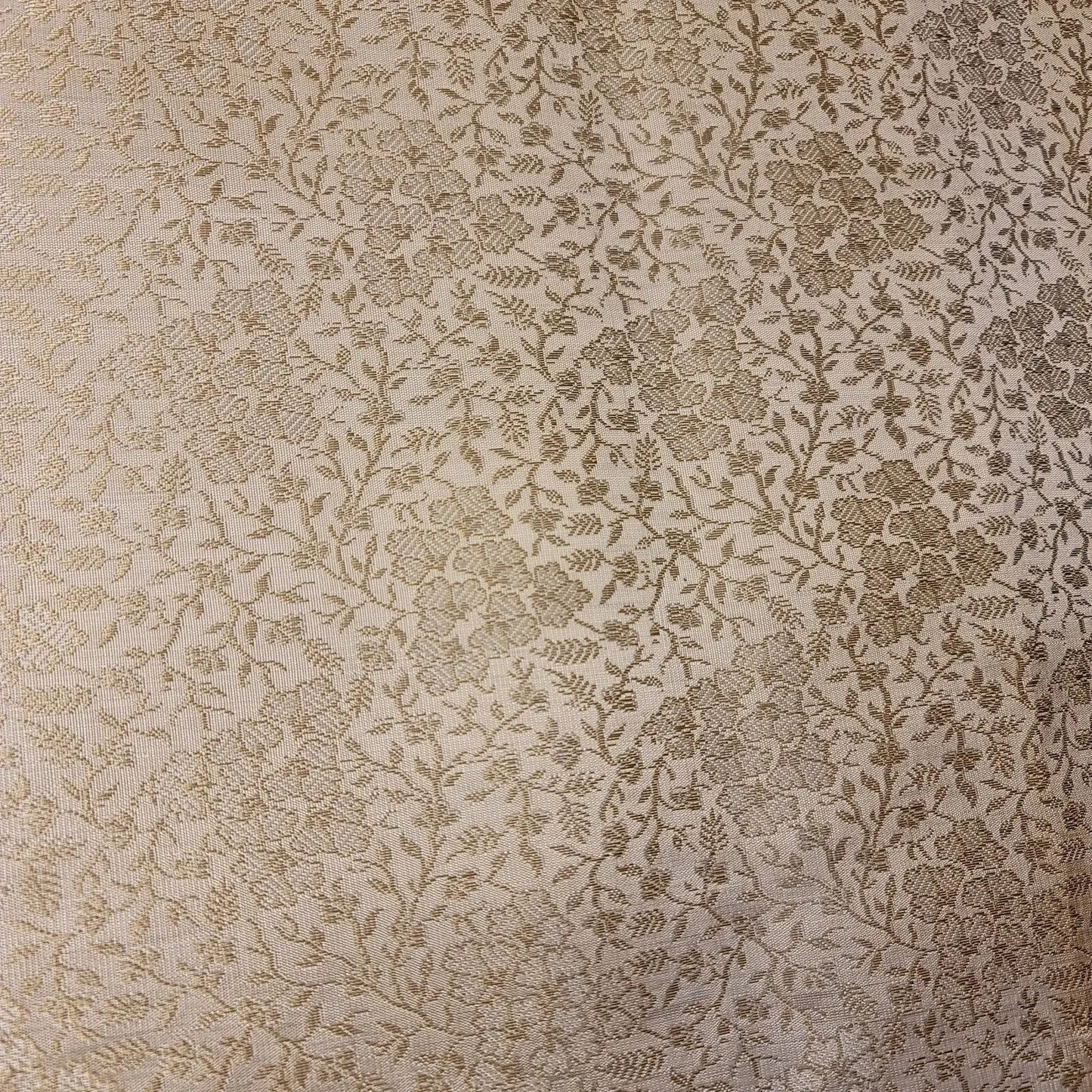 Ornamental Floral Pastels Indian Brocade Fabric | Gold Metallic Design 44" (112cm) Wide Dress, Craft & Décor Material – Sold by the Meter