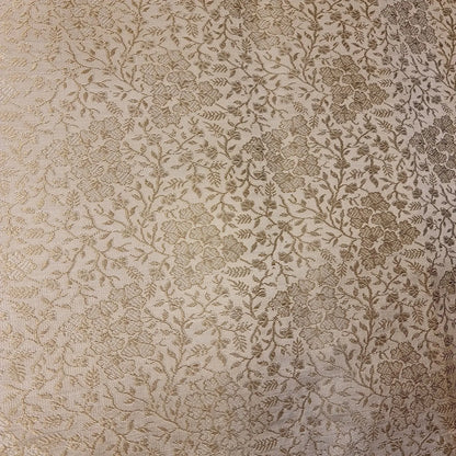 Ornamental Floral Pastels Indian Brocade Fabric | Gold Metallic Design 44" (112cm) Wide Dress, Craft & Décor Material – Sold by the Meter
