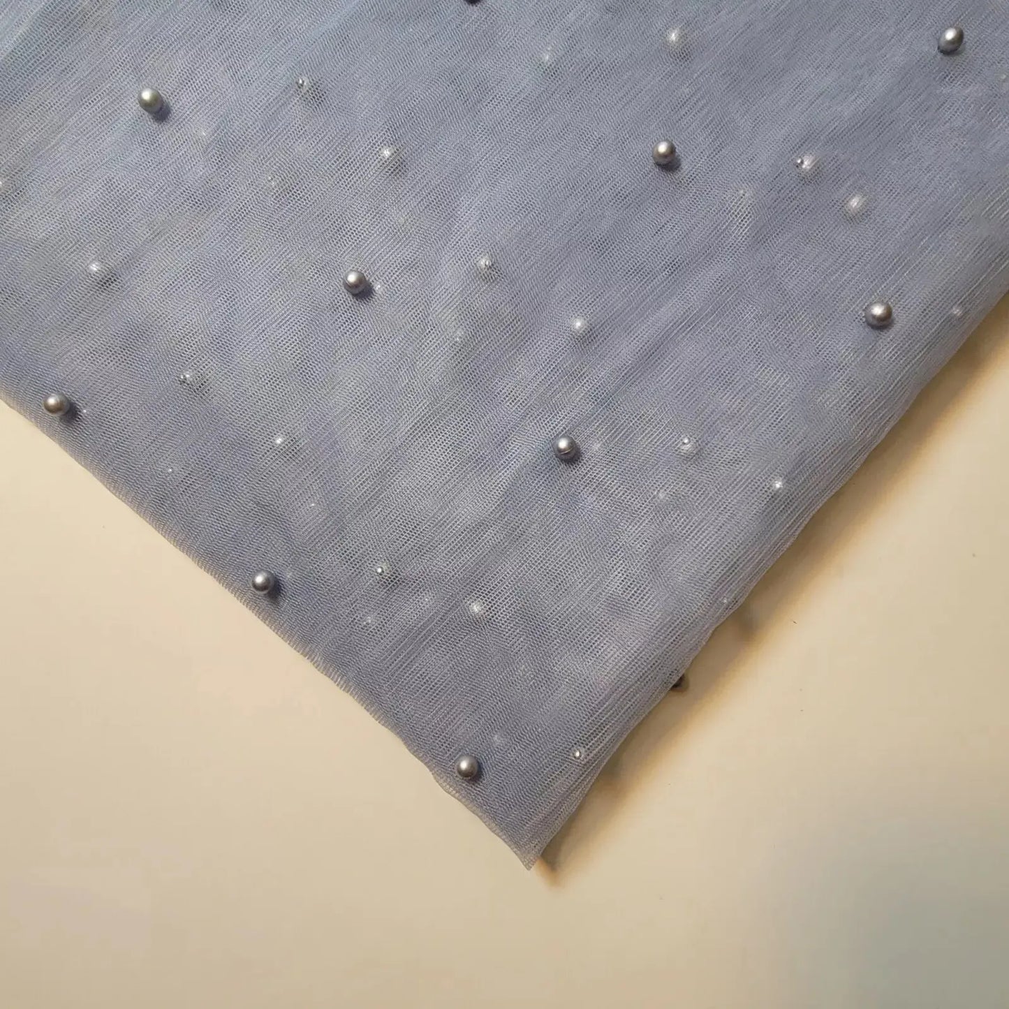 Tulle Beaded Pearl Lace Net Fabric | 58" (147cm) Wide Bridal Veil, Wedding Backdrop & Décor Material – Sold by the Metre