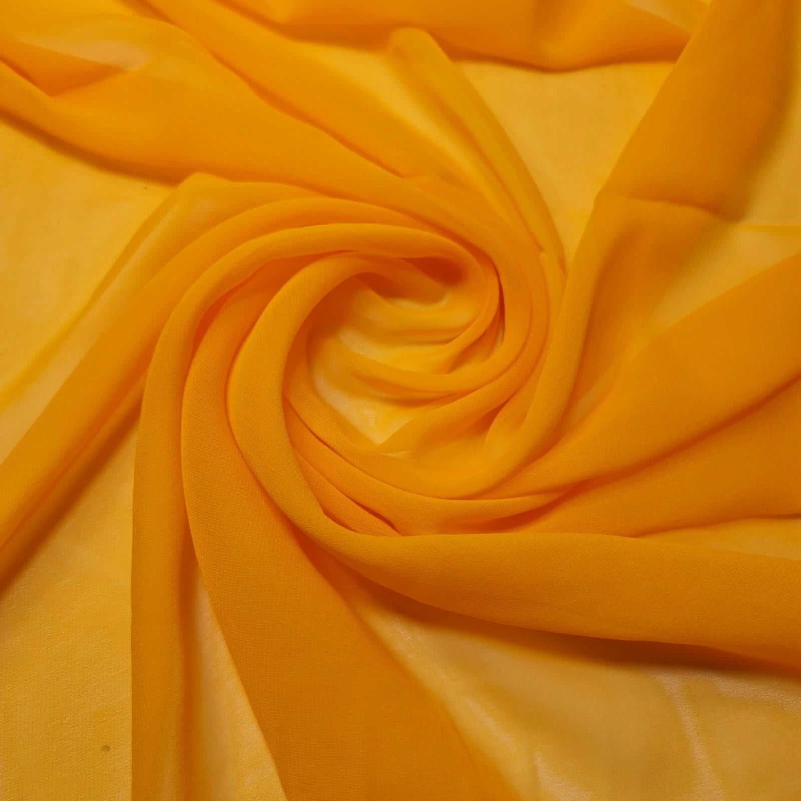 Chiffon Sheer Plain Soft Polyester Fabric – 44" Wide for Wedding, Dress & Craft – 30m Bolt/Roll  Bright Mustard (S)