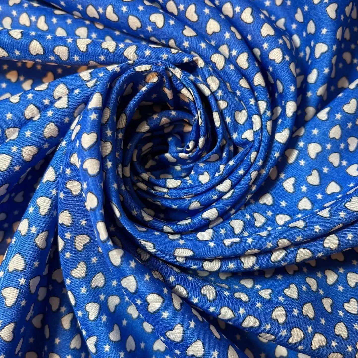 Multi Heart Crepe Printed Fabric | 58" (147cm) Wide Sewing, Craft & Dressmaking Material – Sold by the Metre