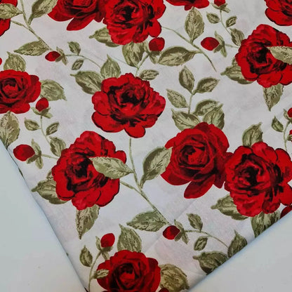 100% Cotton Poplin Rose Print Fabric | 58" (147cm) Wide Soft Dressmaking, Sewing & Craft Material – Sold by the Metre