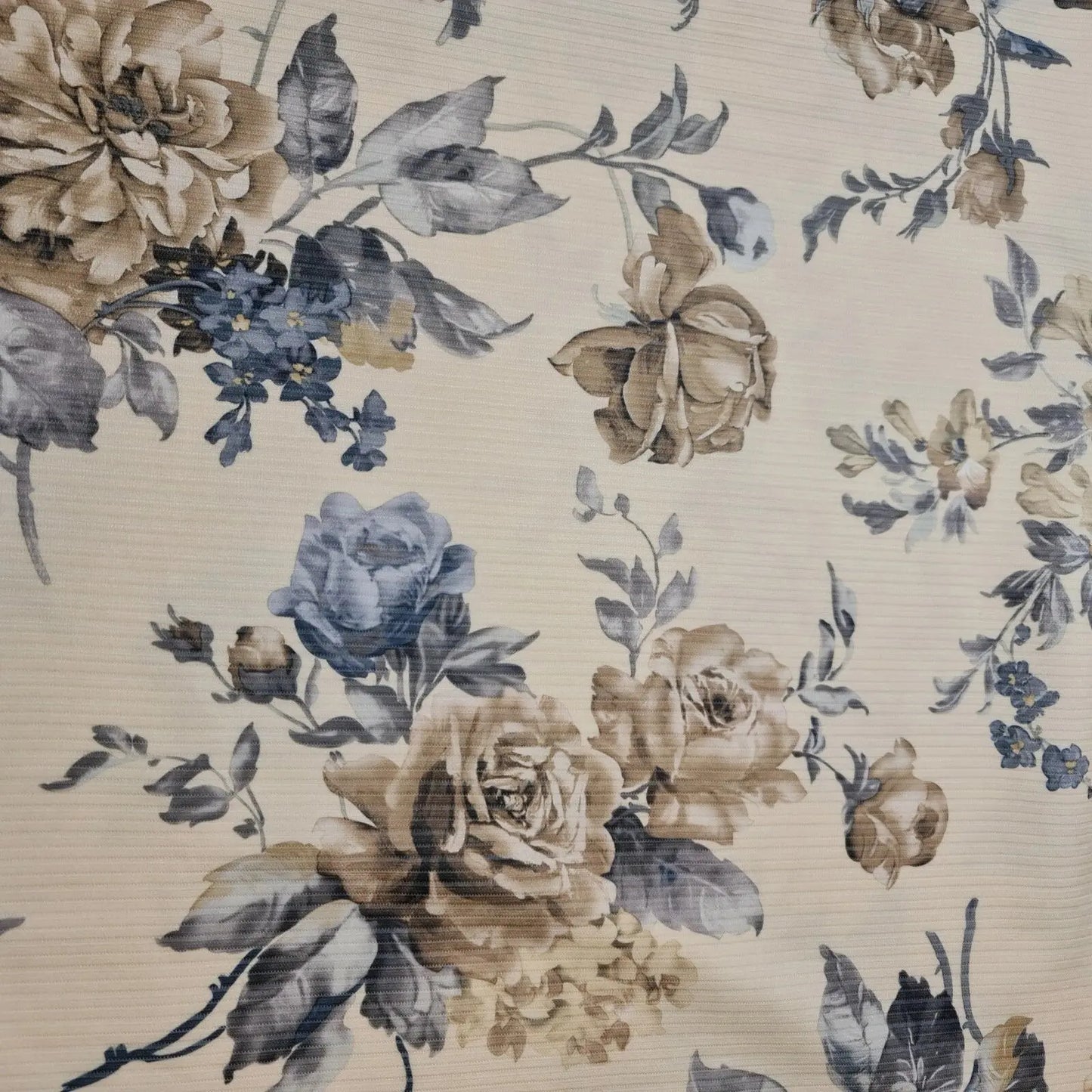 Floral Stripe Ribbed Poly Viscose Stretch Jersey Fabric | 58" (147cm) Wide Dressmaking & Craft Material – Sold by the Meter