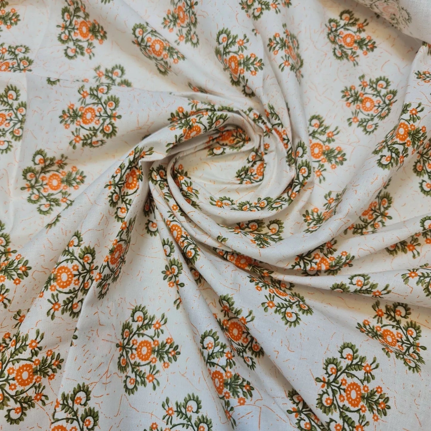 100% Cotton Printed Fabric | Leopard, Ditsy, Vintage, Polka & Rose Floral Designs – 44" (112cm) Wide Soft Dressmaking & Craft Material – Sold by the Metre  Vintage Orange Medallion
