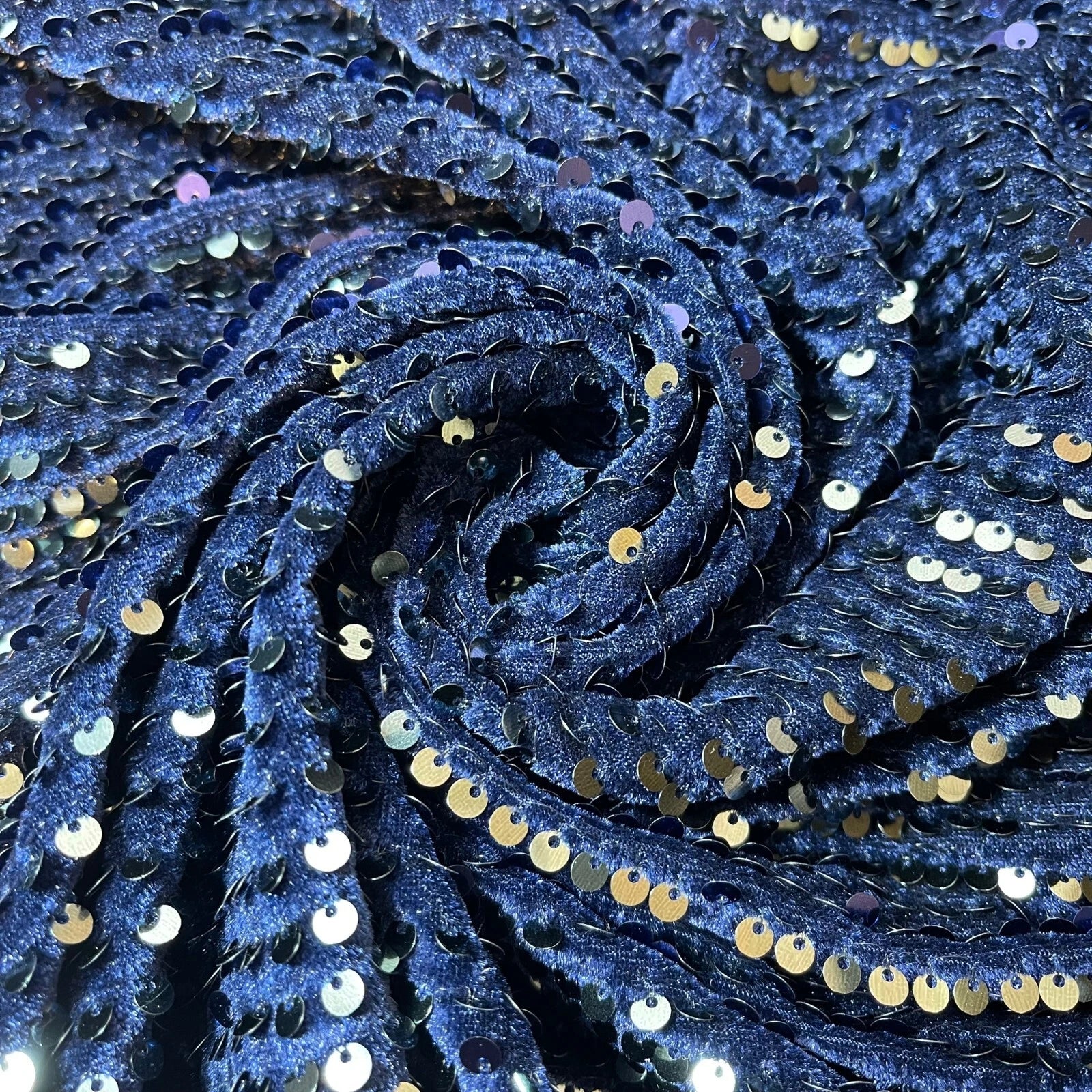 Sequin Velvet Embroidered Stretch Fabric | 58