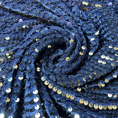 Sequin Velvet Embroidered Stretch Fabric | 58" (147cm) Wide Velour Dress, Craft & Drape Material – Sold by the Metre