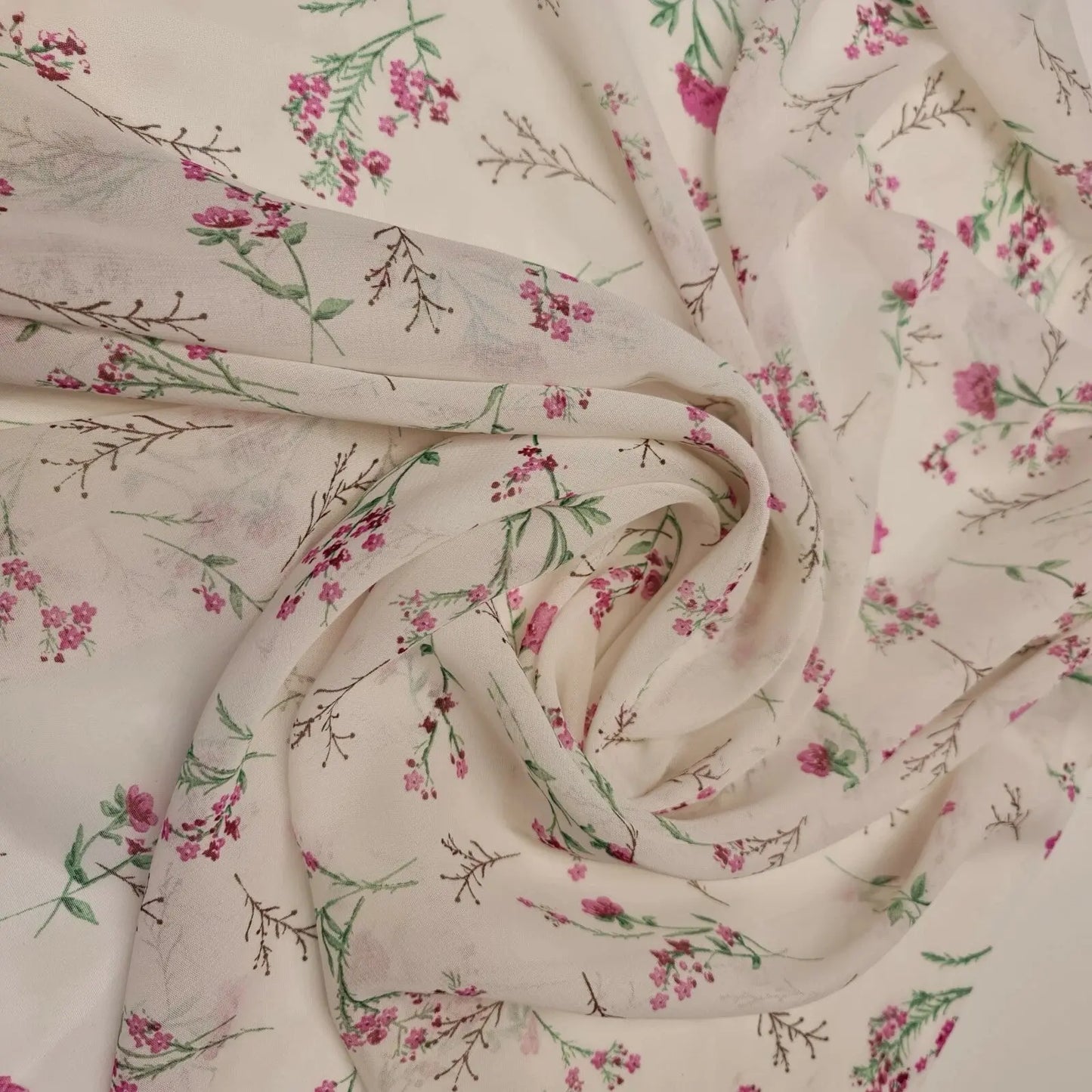 Floral Printed Polyester Georgette & Sheer Chiffon Fabric | 44" (112cm) Wide Lightweight Summer Dressmaking Material – Sold by the Metre