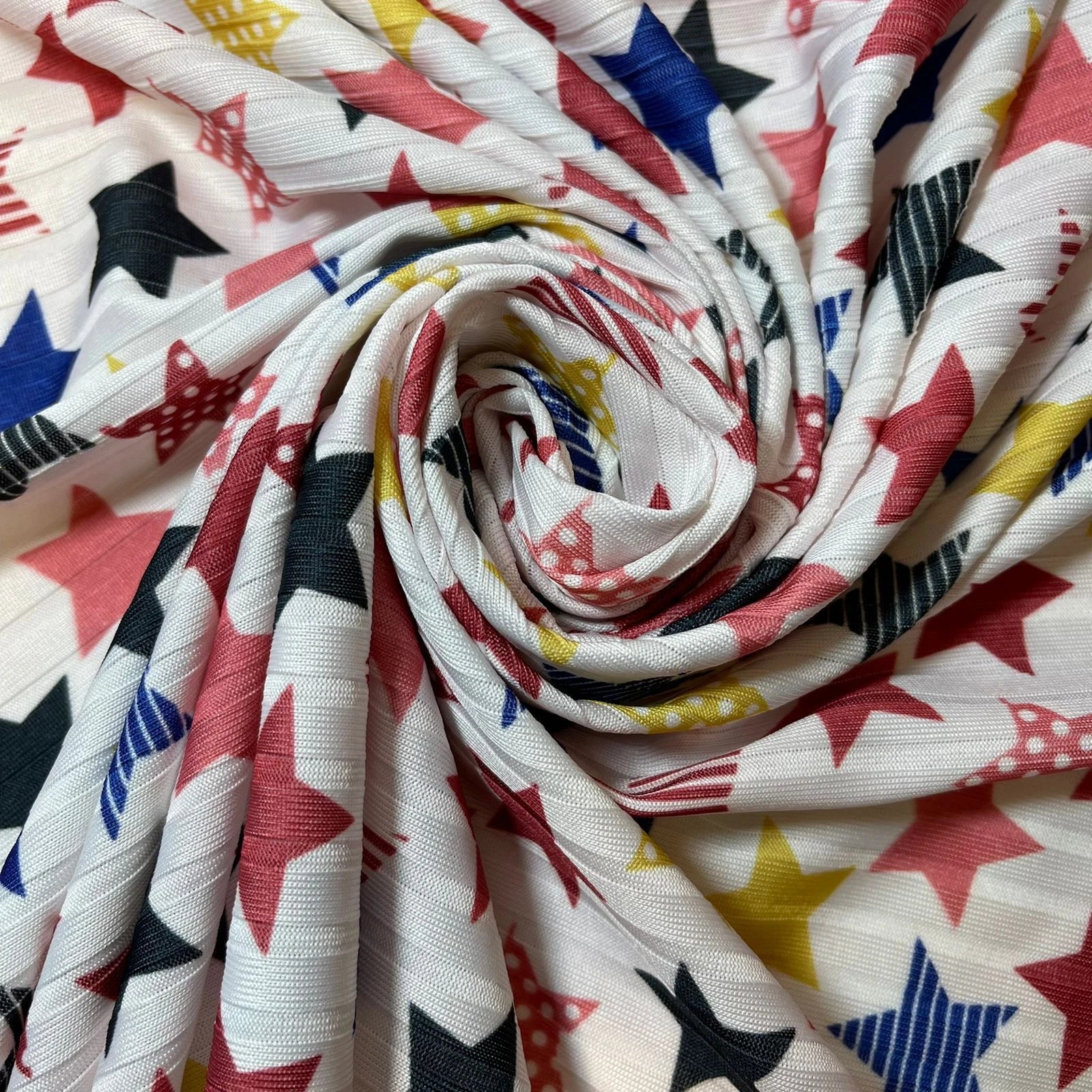 Plain & Printed Ribbed / Waffle Stretch Jersey Fabric | 58