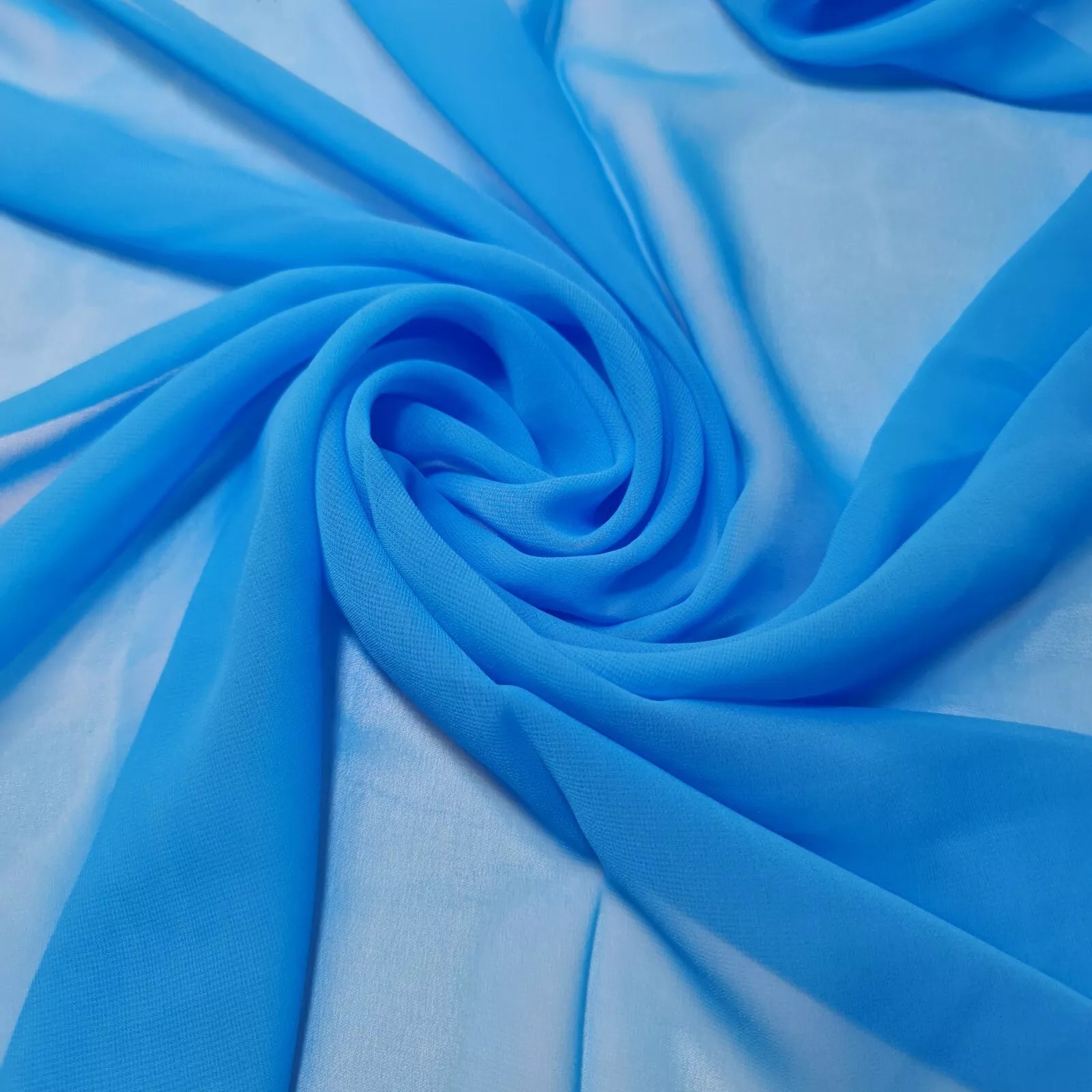 Chiffon Sheer Plain Soft Polyester Fabric – 44" Wide for Wedding, Dress & Craft – 30m Bolt/Roll  Kingfisher (S)