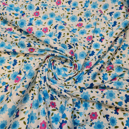 100% Cotton Printed Fabric | Leopard, Ditsy, Vintage, Polka & Rose Floral Designs – 44" (112cm) Wide Soft Dressmaking & Craft Material – Sold by the Metre  Blueberry Blossom Garden