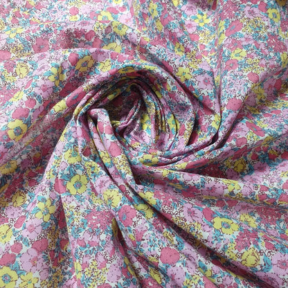 Hibiscus Floral Printed Polycotton Fabric | 44" (112cm) Wide Dressmaking & Craft Material – Sold by the Metre