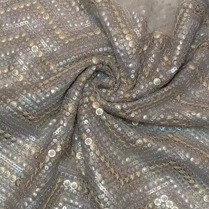 Sabyasachi-Inspired Non-Stretch Net Mesh Fabric | 44" (112cm) Wide Sequin Embellished Dress & Craft Material – Sold by the Metre