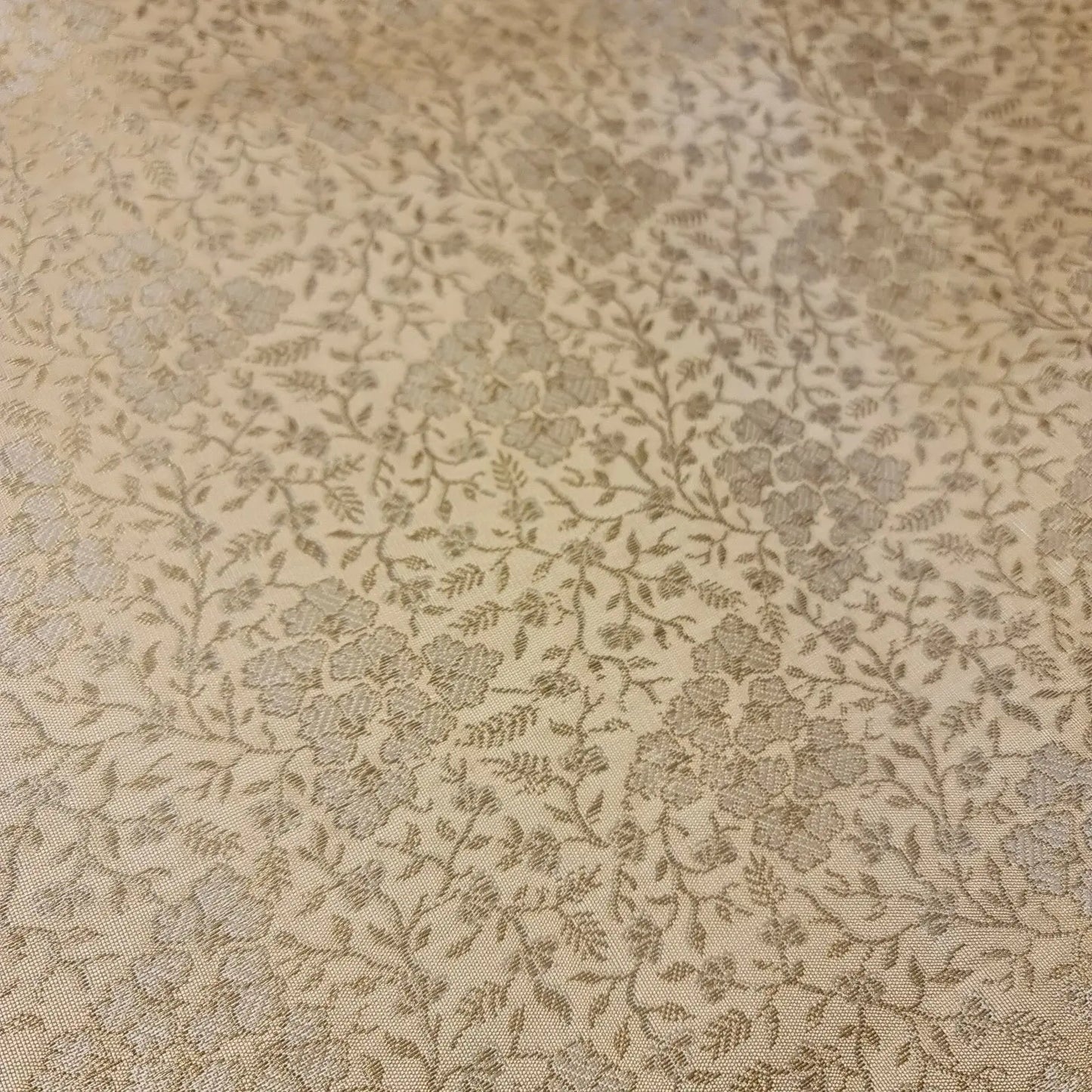 Ornamental Floral Pastels Indian Brocade Fabric | Gold Metallic Design 44" (112cm) Wide Dress, Craft & Décor Material – Sold by the Meter